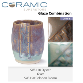 Oyster SW-110 over Celadon Bloom SW-150 Stoneware Combination Oyster SW-110 over Celadon Bloom SW-150 Stoneware Combination